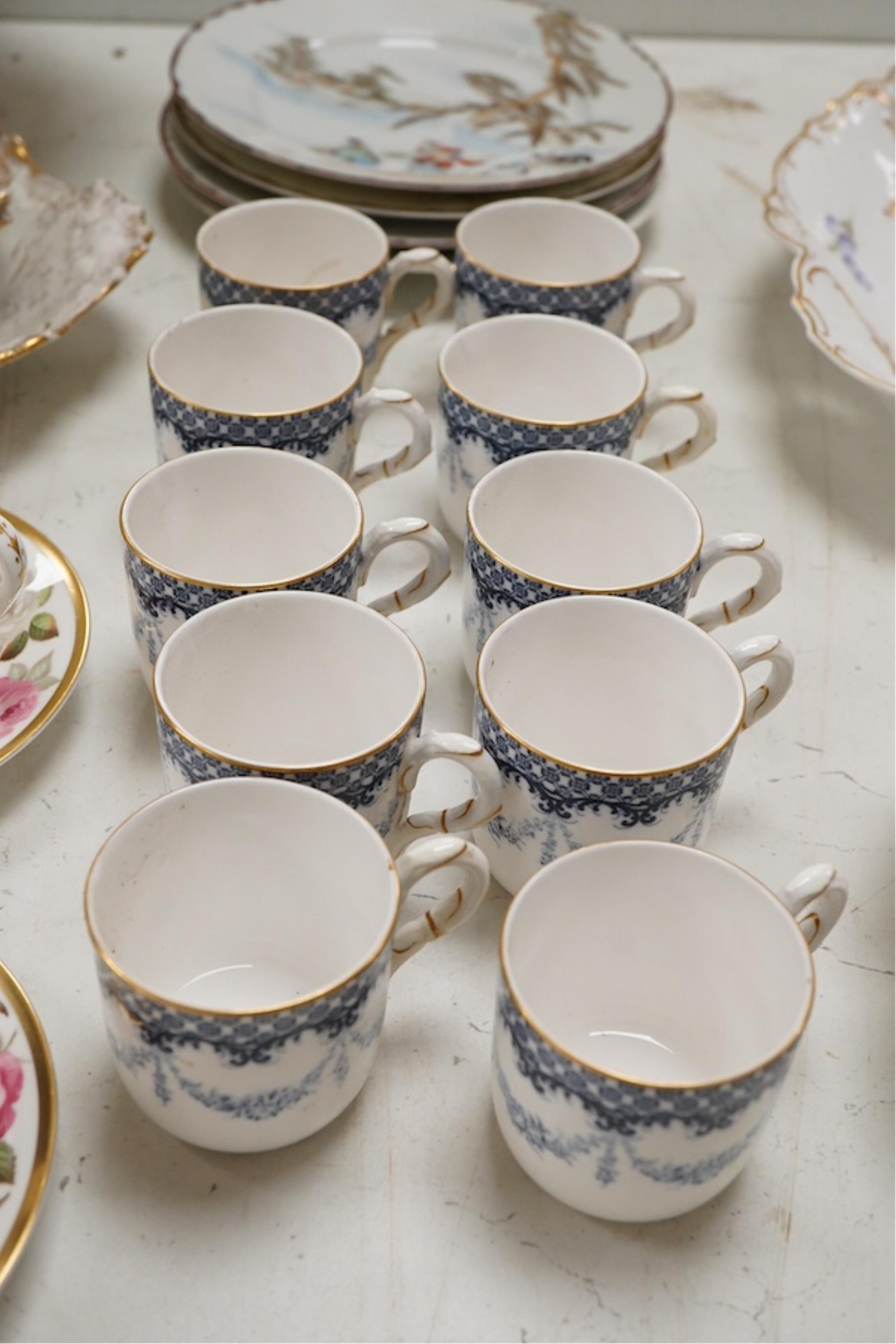 A collection of various 19th century and later European ceramics to include Dresden, Royal Worcester etc. and four Japanese ceramic plates